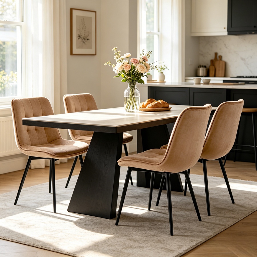 Velvet Checkered Dining Table Chair